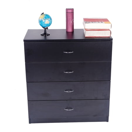 Black Dressers for Bedroom  Wooden 4 Sliding Drawer Chest  Office Under Desk File Storage Cabinet  Bedside Nightstand Indoor Bedroom Furniture