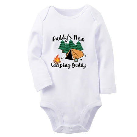 

Daddy s New Camping Buddy Funny Rompers Newborn Baby Unisex Bodysuits Infant Jumpsuits Toddler 0-12 Months Kids Long Sleeves Oufits (White 0-6 Months)