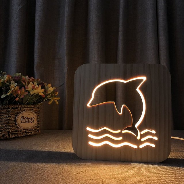 La bombilla de luz nocturna se utiliza para modelado de dientes de madera en 3D, luz creativa de madera, luz decorativa simple, patrón de tallado de madera en 3D. La luz nocturna LED se utiliza para