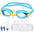 thumbnail image 1 of Gafas de natación para niños, gafas de natación impermeables con protección UV, gafas de natación de silicona suave con funda de transporte para niños de 3 a 14 años. Azul/amarillo, 1 of 5