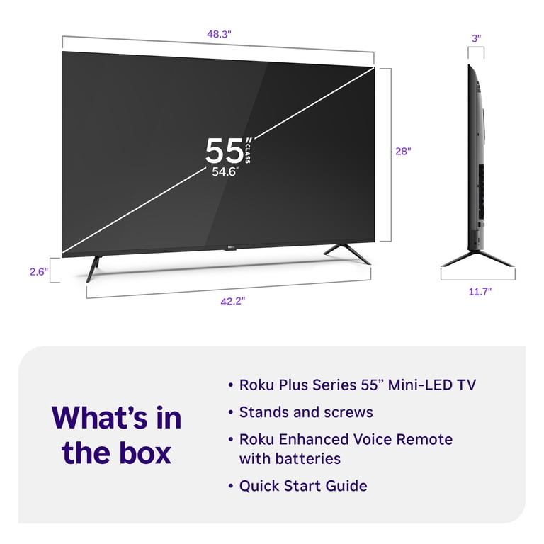Roku Smart TV 2025, 55-Inch Plus Series, 4K QLED Mini-LED TV