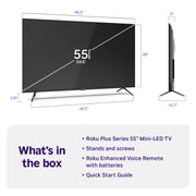 Roku Smart TV 2025 – 55-Inch Plus Series, 4K QLED Mini-LED TV – Roku TV with Enhanced Voice Remote