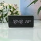 thumbnail image 3 of Reloj digital portátil, con batería/USB, pantalla LED ajustable, de madera para sala de estar. Negro, 3 of 9
