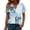 Light Blue, variant on OIOLOYJM Women Tops Dressy Geometric Print Short Sleeve V Neck Henley Shirts Flowy Pleated Business Tunic Shirts Soft Outfits Light Blue XL