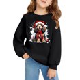 thumbnail image 3 of Girls Sweatshirt Childrens Christmas Tree Graphic Pocket Crew Neck Pullover Hoodless Top Black 3-4 Years, 3 of 4