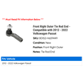 thumbnail image 2 of Front Right Outer Tie Rod End - Compatible with 2012 - 2022 Volkswagen Passat 2013 2014 2015 2016 2017 2018 2019 2020 2021, 2 of 2
