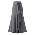 thumbnail image 6 of Jinhomg Women's Wedding Guest Skirts Elegant Irregular Ruffle Hem Maxi Skirt Plus Size Comfy Drawstring Waist Chiffon Skirt Dressy Casual Party Outfits Gray XL, 6 of 9