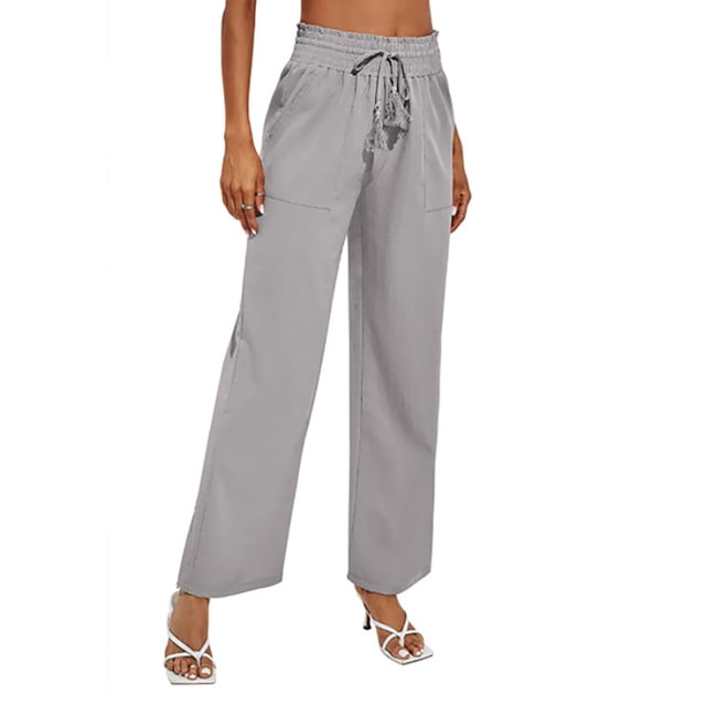 Pantalones largos de salón, pantalones de pierna ancha para mujer, pantalones casuales de cintura alta, pantalones de playa con cintura elástica, rendimiento inigualable