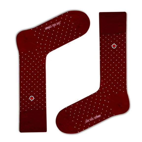 Biz Dots Men's Polka Dot Premium Dress Socks Burgundy Love Sock Company