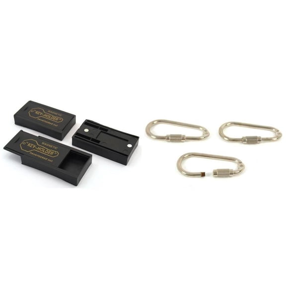 3 Magnetic Hide A Key Holders with Three Locking Keyrings