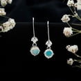 thumbnail image 3 of Rosec Jewels Real Ethiopian Opal Drop Earrings - 1 Carat - AAA Quality - Opal Diamond Earrings with Fish Hook - Ready to Gift, 10K White Gold, 3 of 8