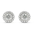 thumbnail image 2 of 2 1/5 ct.t.w Center 6MM Round Cut Lab Created Moissanite Diamond Flower Halo Stud Earrings In 14K White Gold Over Sterling Silver Jewelry For Women (G-H Color, VVS1 Clarity, 2.20 Cttw), 2 of 7