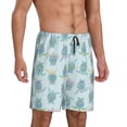 thumbnail image 2 of Balery Sea Turtle Pantalones cortos de pijama de punto de algodón para hombre con cinturilla y bolsillos-Large, 2 of 6
