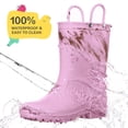 thumbnail image 3 of Botas de lluvia HISEA para niños, impermeables, de goma, color morado, talla 9T, 3 of 6