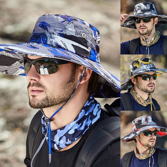 Men's Camouflage Foldable Bucket Hat Outdoor Mountaineering Fishing Shade Casual Cap