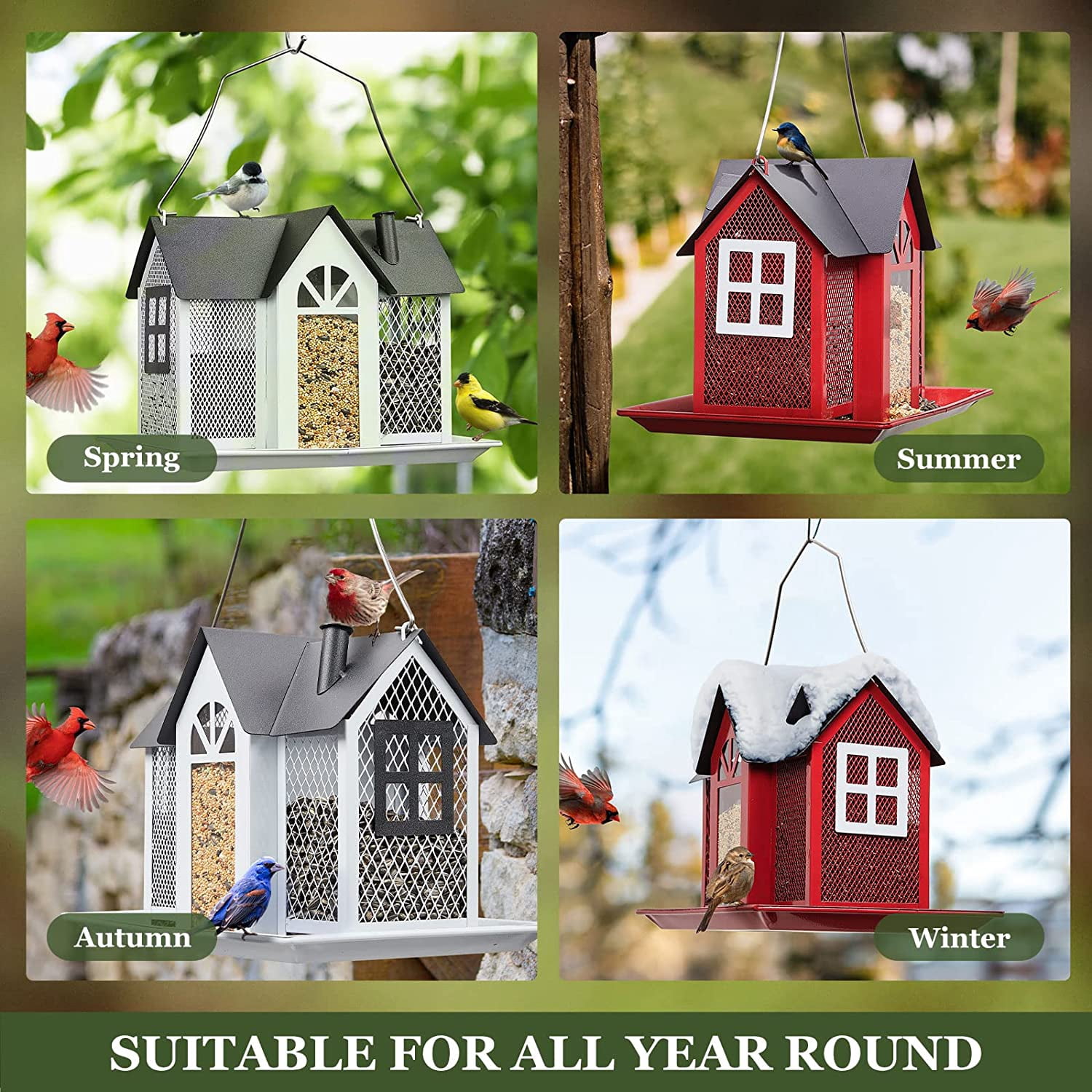 Bird Feeder House for Outside +  Glass Hummingbird Feeder for Outdoors
