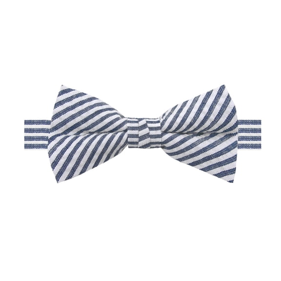 Jacob Alexander Men's Seersucker Pre-Tied Banded Bow Tie - Navy Blue