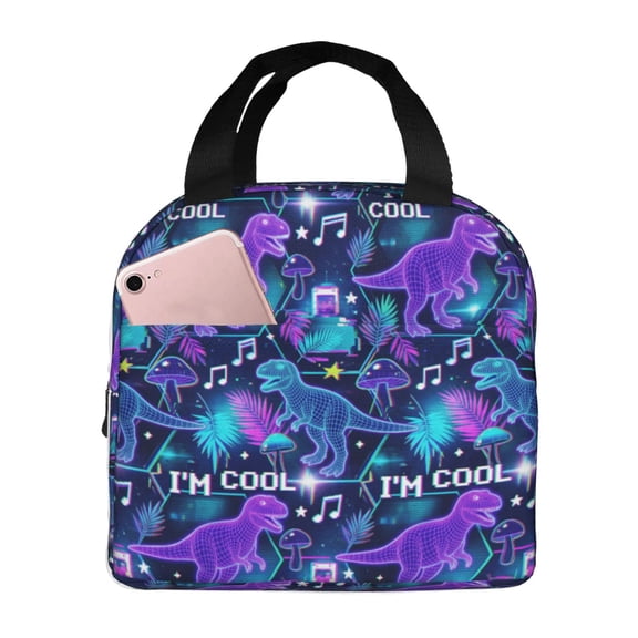Dinosaur Lunch Bag Thermal Insulated Meal Carrier Stylish Reusable Lunch Tote Storage Pocket Leakproof Cooler Bag Women Men Commuters Office