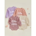 thumbnail image 3 of Qmyliery Baby Girl Sweater Romper Cute Letter and Floral Embroidery Round Neck Long Sleeve Knit Jumpsuit, 3 of 9