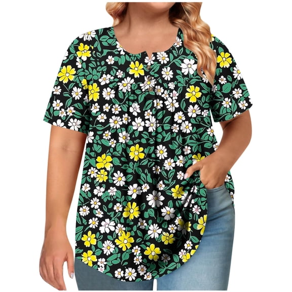 Youyipin womens tops spring fashion Womens Summer Spring Puff Short Sleeve Tops Dressy Casual V-Neck T-Shirts Cute Blouse for Work plus size tops for women