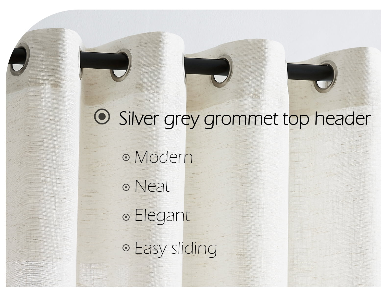 Exultantex 52"x84" Burlap Curtains Natural White Sheer-Linen Look for Living Room & Bedroom,2pcs,Grommet Top