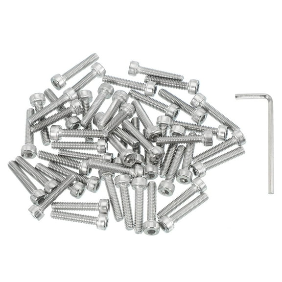 Uxcell 50 Pcs M4 x 20mm Hex Socket Head Cap Screws Bolts, 304 Stainless Steel Screws with Wrench