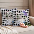 thumbnail image 2 of Cup Rabbit Pillow Covers 2 Pack Easter Watercolor Tea Cup Bunny Floral Black White Plaid Pillowcase Waterproof Outdoor Throw Pillow Cover for Patio Garden Square Cushion 20”x20”, 2 of 9