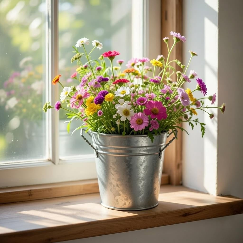 3 Pack of Galvanized Planters 5" Dia x 4.5" H Durable Metal Plant Pots for Floral Arrangements Indoor and Outdoor Gardening with Vintage-Inspired Charm Rustic