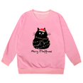 thumbnail image 4 of Tfken Christmas Cute Sweatshirts For Girls Black Cat Graphic Fall Winter Pullover Long Sleeve Crewneck Soft Casual Top Xmas Holiday Party Clothes Size,3-10 Years Pink, 4 of 4