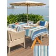 thumbnail image 5 of Outdoor Tablecloth with Umbrella Hole for Patio/Picnic/Party/Camping, Vintage Blue Teal Striped Waterproof Table Cloth Rectangle Table Cover Washable, Farmhouse Stripes Retro Art (60"x 102"), 5 of 8