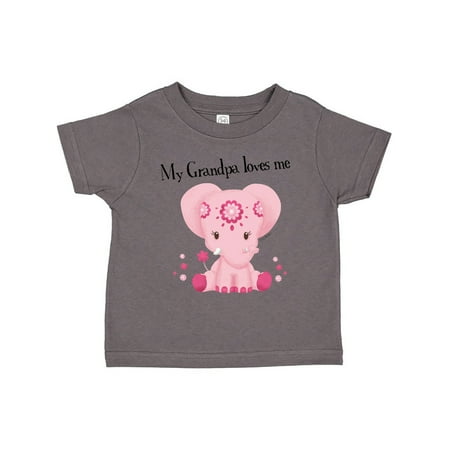 

Inktastic Aditi My Grandpa loves me Pink Elephant beautiful Gift Toddler Toddler Girl T-Shirt