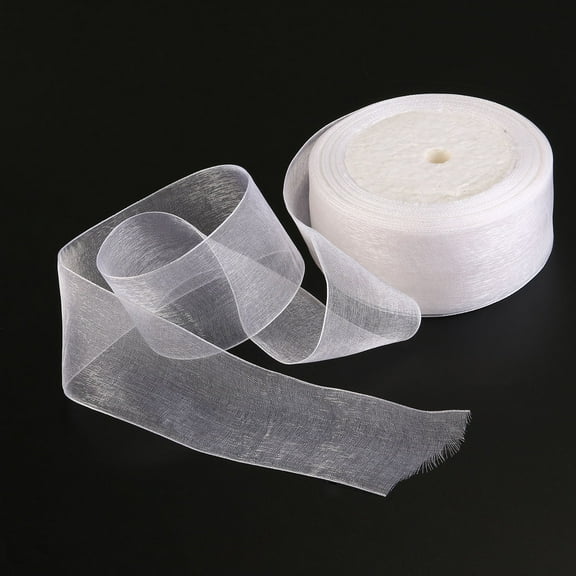 Mobutofu 1Pcs 25m * 4cm White Organza Ribbon for Wedding Decoration Festive Party Crafts