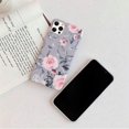 thumbnail image 3 of Compatible with iPhone 12 Pro Max Case with Purple Floral and Gray Leaves for Girls Woman Leaves with Flowers Pattern Soft TPU Protective for iPhone 12 Pro Max-Pink Flowers, 3 of 5