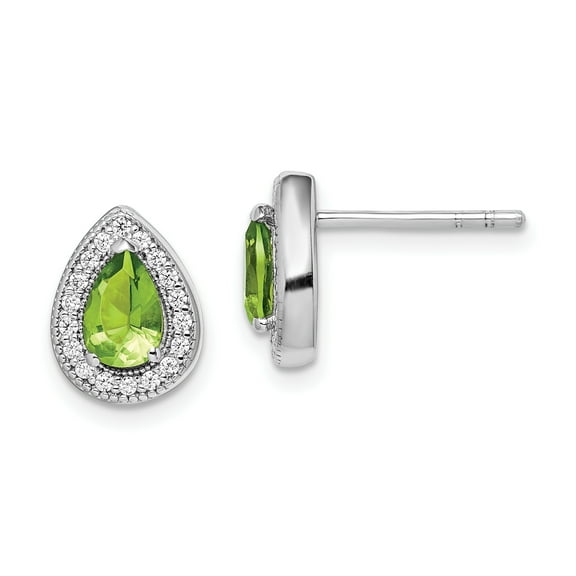 Primal Silver Sterling Silver Rhodium-plated Green and Clear Cubic Zirconia Post Earrings