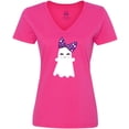 thumbnail image 3 of Inktastic Little Ghost, Cute Ghost, Ribbon, Halloween Women's V-Neck T-Shirt, 3 of 5
