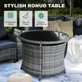 thumbnail image 4 of MEISSALIVVE 9-Piece Outdoor Patio Furniture Set, Half-Moon Curved Rattan, 2 Wood Armrest Swivel Chairs, Round Coffee Table & Side Tables(Gray), 4 of 10