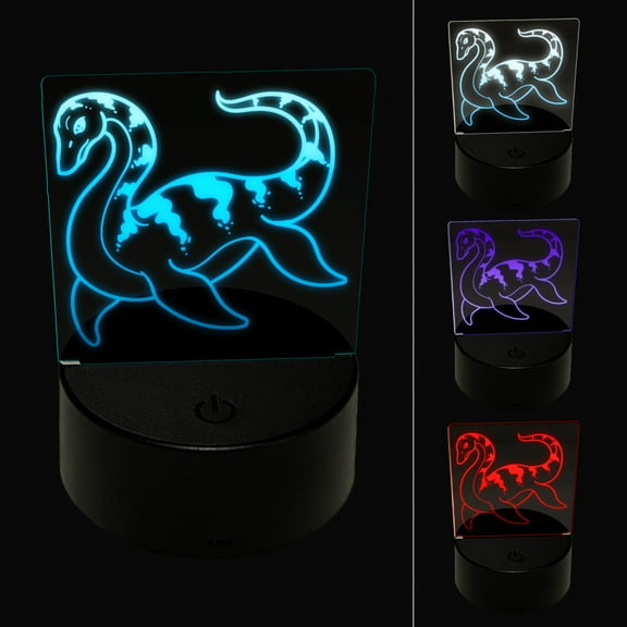 Nessie the Loch Ness Monster Swimming LED Night Light Sign 3D Illusion Desk Nightstand Lamp