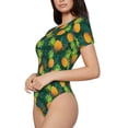thumbnail image 2 of Daiia Pineapples with Palm Leaves print Women's Crew Neck Short Sleeve Bodysuit Fashion Tops Fit Casual Basic Extender Bodysuit-XX-Large, 2 of 9
