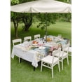 thumbnail image 5 of 60x102 Inch Outdoor Tablecloth with Umbrella Hole Zipper Rectangle Daisies Flowers Rectangular Tablecloths Outside Waterproof Pink Blue Floral Farm Plant Wooden Plank Patio Table Cover for Picnic, 5 of 8
