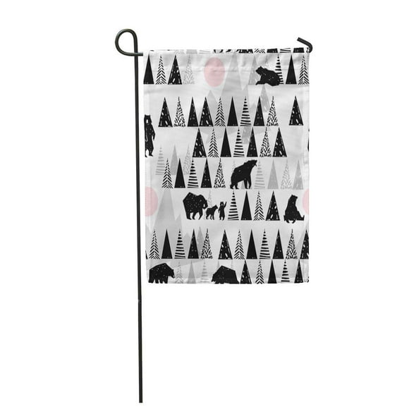 POGLIP Brown Pattern Wildlife Grizzly Bear Abstract Forest Alaska Woodland Garden Flag Decorative Flag House Banner 12x18 inch