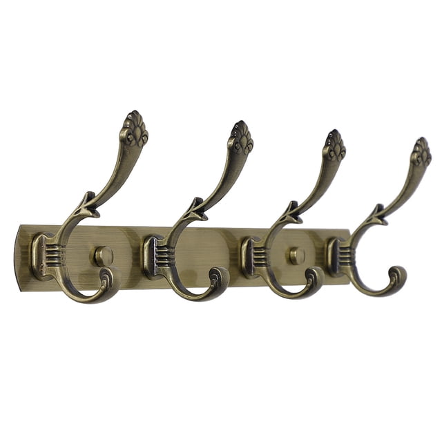 Unique Bargains Dual Hook Rack Wall Mounted Coat Hooks Plating Finish