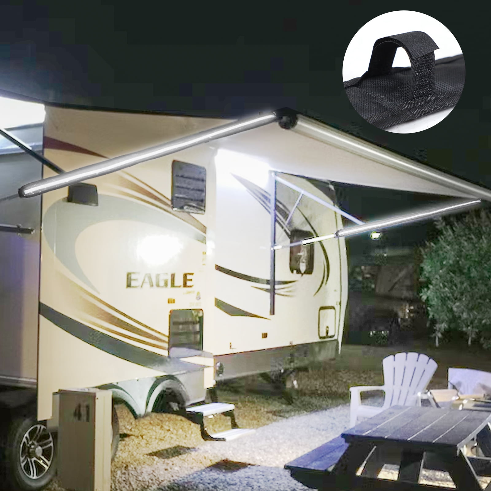 12v Led Light Strip RV Awning Lights with 2835 LED Chips Cabinet Lights, Waterproof IP65 Camping Light Flexible Strip for Outdoor Camping and Overland