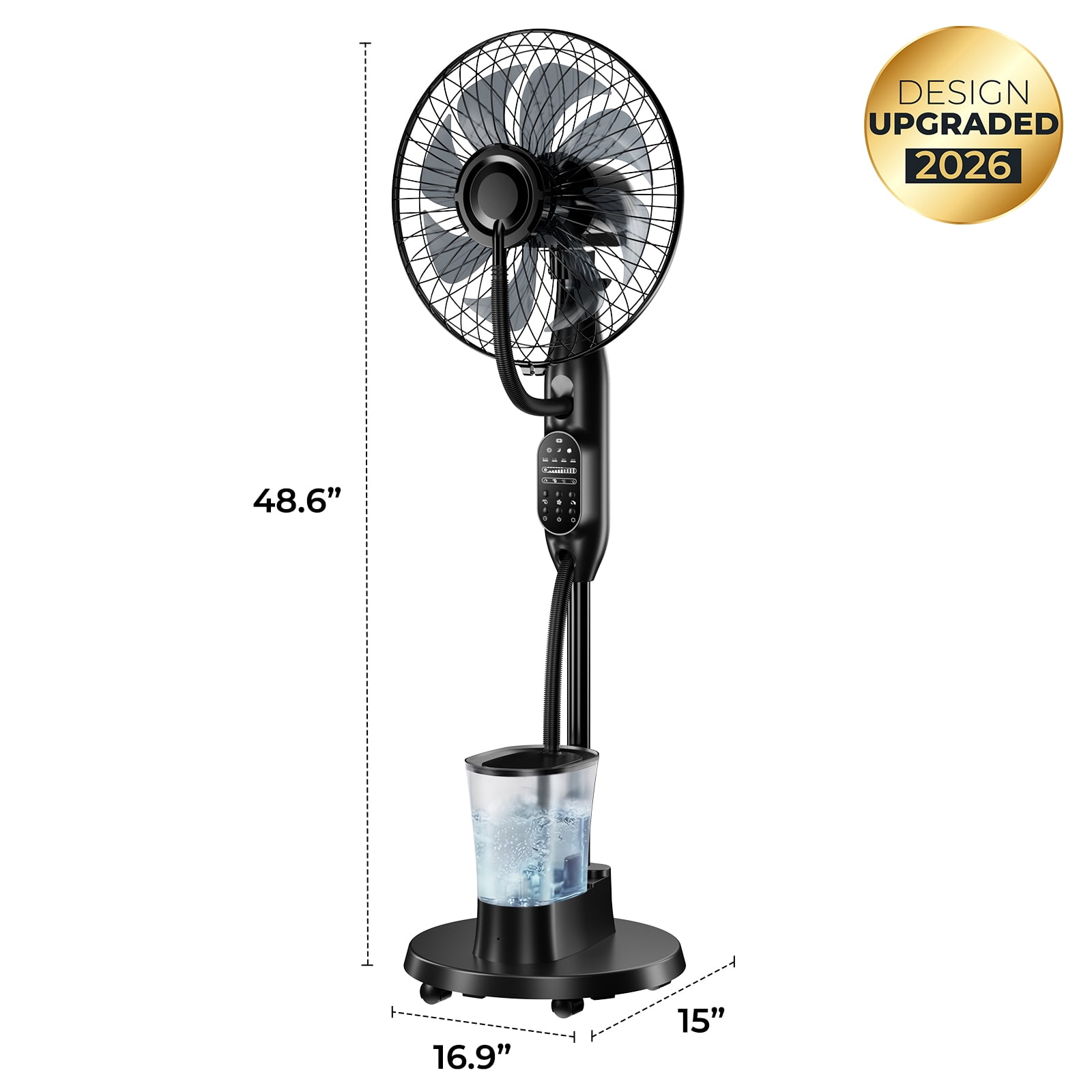 Pedestal Misting Fan, Mist Fan Mister Cooling Fan with 2.6L Large Water Tank, 9 Speeds Misting Standing Fan, Floor Fan with Remote for Home Bedroom Patio Outdoor