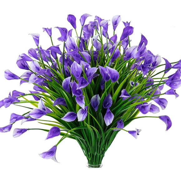 Jinsinto 8 pieces artificial flowers for decoration, purple calla lilies, height 36cm