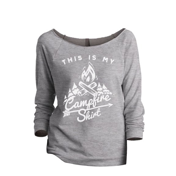 This is My Campfire Shirt Women's Fashion Slouchy 3/4 Sleeves Raglan Lightweight Sweatshirt Sport Grey Small