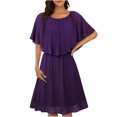 thumbnail image 2 of Rutainlusire Dresses for Women Under $10, Women's Summer Solid Color Sleeveless Capelet Sleeve Flowy Knee Length Dresses, 2 of 8