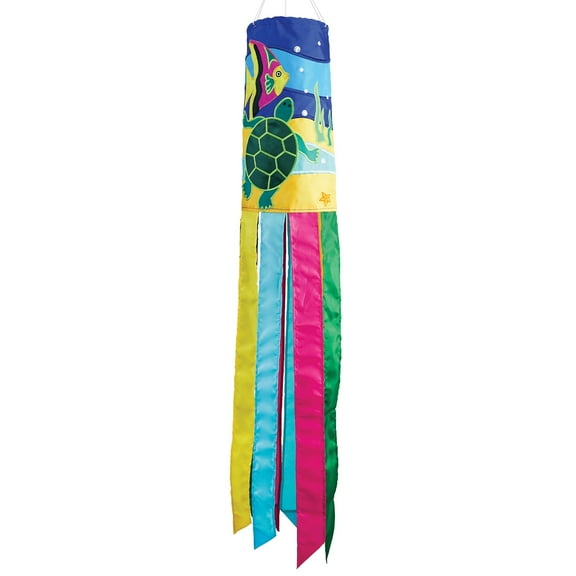 In the Breeze 4197 — Sea Life Turtle 40-inch Windsock — Colorful Ocean Outdoor Hanging Decoration
