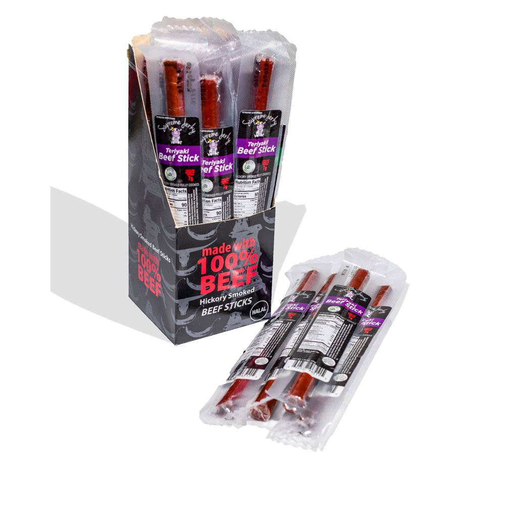 Supreme Beef Jerky Halal Beef Sticks 1.35 oz 16 count (teriyaki