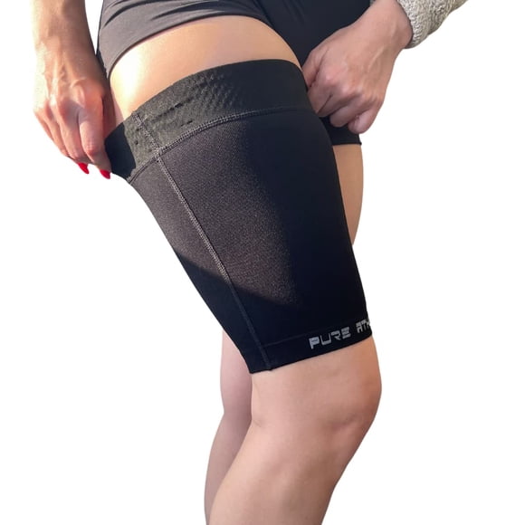 Manchon de Compression pour Cuisse – Cordon de Jambon, Quadriplexes, Aine Tirer et Tenir – Course, Basketball, Tennis, Soccer, Sports – Soutien Athlétique pour Cuisse (une Manchon) (1 Manchon - Noir Minuit, S)