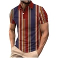 thumbnail image 2 of Blusa y camisa de manga corta con cuello vuelto para hombre, blusa de manga larga con solapa y botones estampados, blusa de poliéster para hombre, 2 of 5